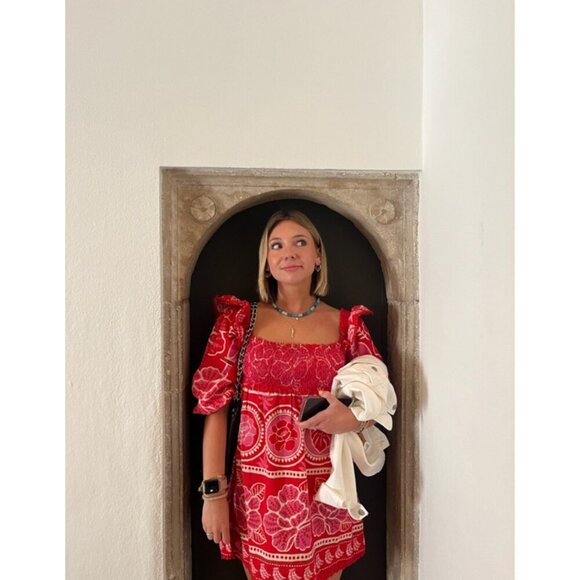 FARM RIO Summer Sunrise Mini Dress in Red Size Medium - Picture 3 of 14